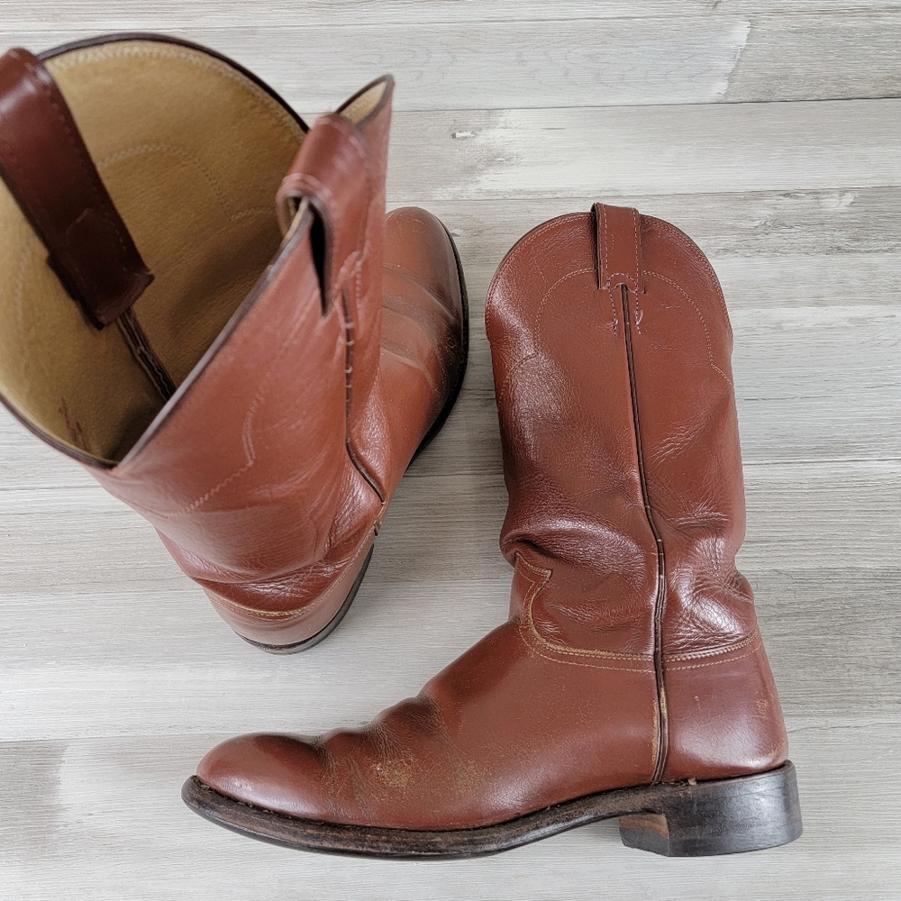 Vintage Justin Western Leather Cowboy Boots Size 10.5D USA Made - Picture 15 of 16
